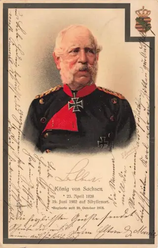 AK 1.WK König Albert von Sachsen Portrait Eisernes Kreuz 1902 Patriotika