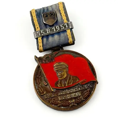 DDR FDJ Ernst Thälmann Medaille Bereit zur Verteidigung der Heimat Nr. 13867