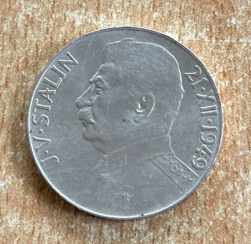 Tschechoslowakei 50 Korun 1949 Josef Stalin Silber Gedenkmünze