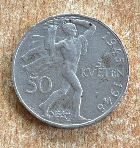 Tschechoslowakei 50 Korun 1948 Prager Aufstand Silber Gedenkmünze