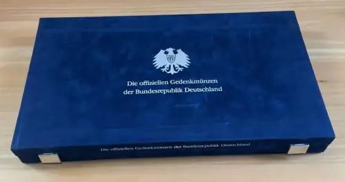 Leer Etui blau Samt BRD Gedenkmünzen Münzbox mit Auflage
