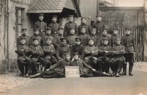 Fotokarte 1.WK Soldaten Res.-Inf.-Regt. 106 Sachsen Döbeln