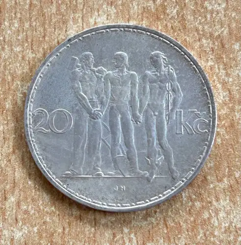 Tschechoslowakei 20 Korun 1933 Landwirtschaft, Industrie Silber Gedenkmünze