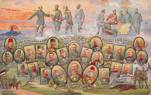 Die Helden des Ostens, Südens und des Westens Patriotika Postkarte AK