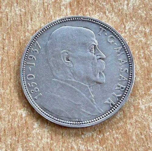 Tschechoslowakei 20 Korun 1937 Masaryk Silber Gedenkmünze