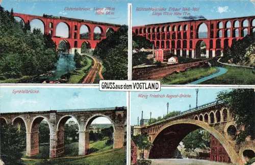 AK Vogtland Collage Elstertalbrücke Syratalbrücke Göltzschtalbrücke Sachsen 1928
