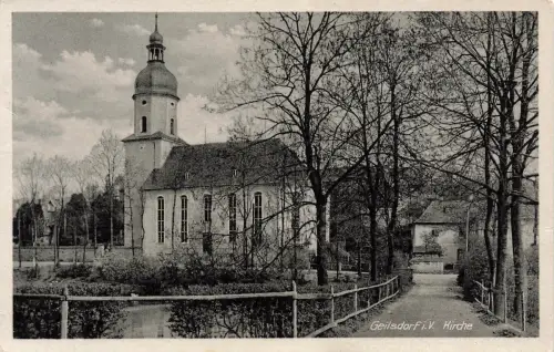 AK Geilsdorf Weischlitz Kirche Sachsen Vogtland 1933 gelaufen Postkarte