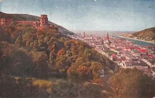 AK Heidelberg Heidelberger Schloss von Scheffelterasse 1929 Baden-Württemberg