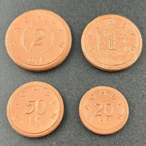 20, 50 Pfennig & 1, 2 Mark 1921 Sachsen Notgeld