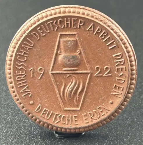 Porzellan Medaille Jahresschau Deutscher Arbeit Dresden 1922 Deutsche Erden