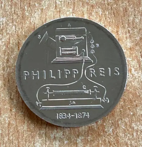 DDR 5 Mark 1974 Philipp Reis Gedenkmünze
