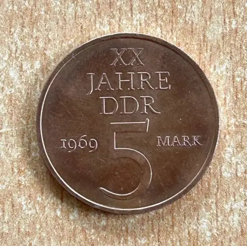 5 Mark 1969 Gedenkmünze XX Jahre DDR
