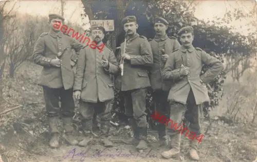 Fotokarte 1.WK Deutsche Soldaten mit Pfeife Armierungs-Batl.108 Frankreich