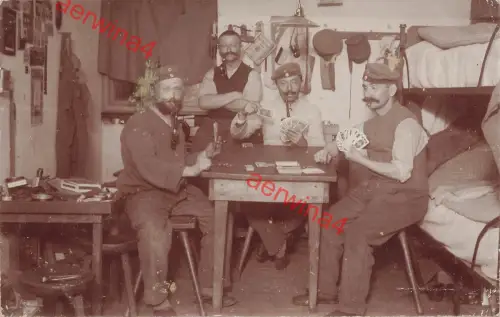 Fotokarte 1.WK deutsche Soldaten Karten spielen Landw.-Inf.-Regt.101 Graudenz