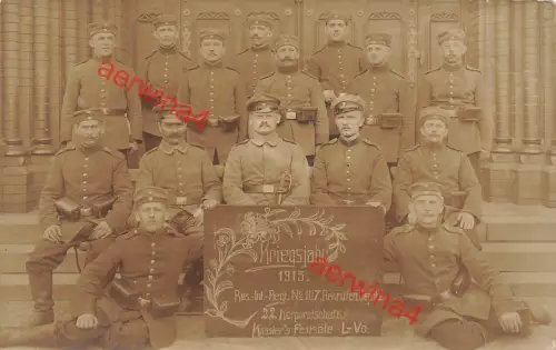 Fotokarte 1.WK deutsche Soldaten des Res.-Inf.-Regt.107 Leipzig Sachsen