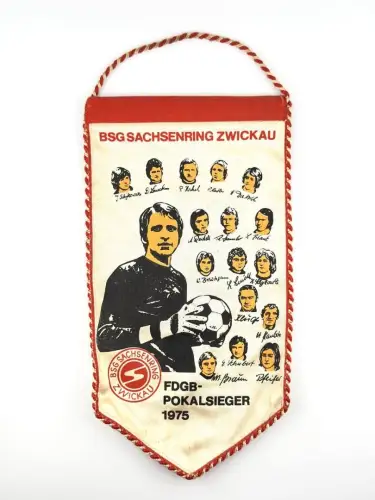 DDR Wimpel BSG Sachsenring Zwickau FDGB-Pokalsieger 1975
