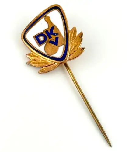 DDR DKV Ehrennadel in Bronze blau/weiß emailliert Deutscher Kegler-Verband