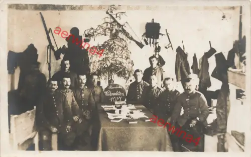 Foto-AK 1.WK Deutsche Soldaten feiern Weihnachten in Rumänien 1917