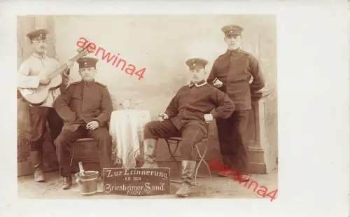 Foto-AK 1.WK Deutsche Sodaten Gitarre Griesheim Griesheimer Sand