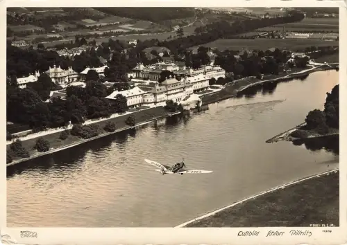 AK Dresden Luftbild Schloss Pillnitz Flugzeug Klemm KL 26 W. Hahn 10309 Sachsen