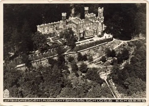 AK Dresden Luftbild Schloss Eckberg Walter Hahn 10223 Sachsen Postkarte