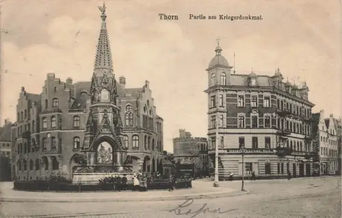 AK Thorn Toruń Kriegerdenkmal Hotel Thorner Hof Westpreussen 1915 Feldpostkarte