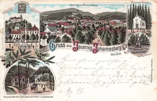 AK Jauernig-Johannisberg Schloss St. Antoniuskapelle Schlesien 1897 Litho