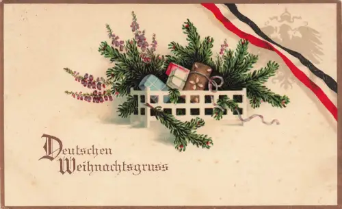 AK 1.WK Deutscher Weihnachtsgruß Adler Reichsfarben Tannenzweig 1916 Patriotika