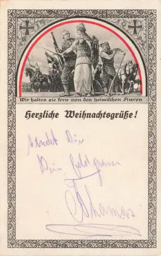 AK 1.WK Herzliche Weihnachtsgrüße Soldaten Eisernes Kreuz 1915 Patriotika