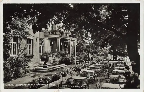 AK Guben Bergrestaurant Engelmanns Berg Brandenburg 1936 gelaufen Postkarte