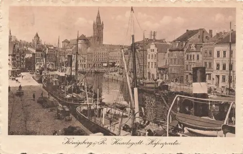AK Königsberg Hundegatt Hafenpartie Ostpreussen 1913 gelaufen Postkarte
