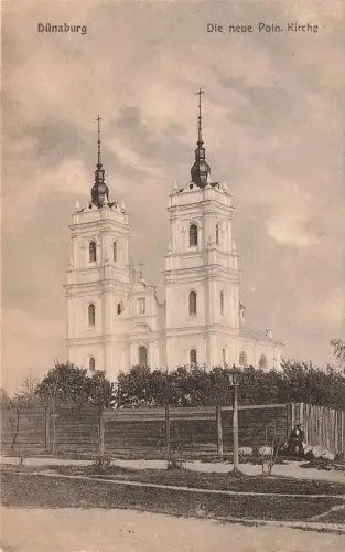 AK Dünaburg Daugavpils Die neue Polnische Kirche Lettland Postkarte