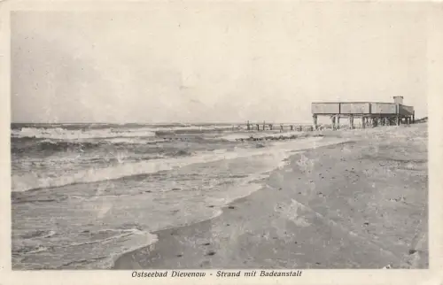 AK Dievenow Dziwnów Ostseebad Strand Badeanstalt Pommern 1928 Postkarte
