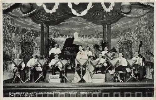 AK Zwönitz Hauskapelle vom Ballhaus Feldschlösschen Wind Sachsen Erzgebirge