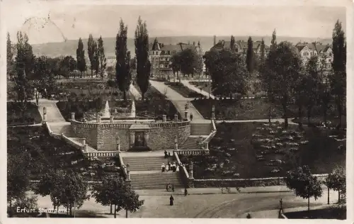 AK Erfurt Stadtpark Thüringen gelaufen Postkarte