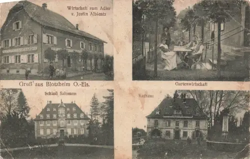 AK Blotzheim Wirtschaft z. Adler Gartenwirtschaft Schloß Salomon Frankreich 1916