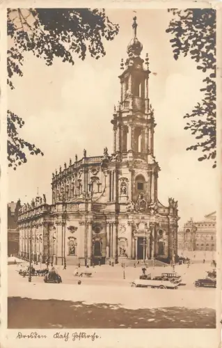 AK Dresden Katholiche Hofkirche Pferdekutsche Sachsen 1940 Feldpostkarte