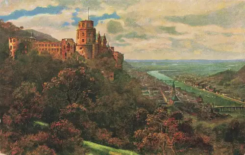AK Heidelberg Schloss Ortsansicht Baden-Württemberg ungelaufen Postkarte