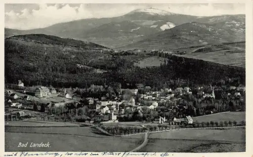 AK Bad Landeck Lądek-Zdrój Stadtpanorama Gebirge Schlesien ungelaufen Postkarte