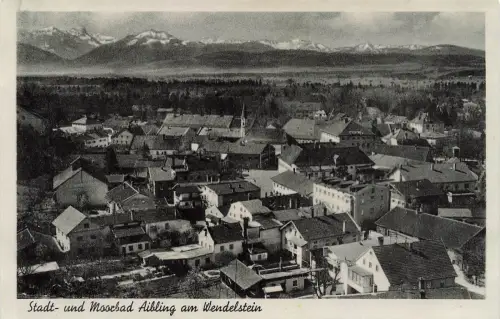 AK Bad Aibling am Wendelstein Ortsansicht Kirche Stadt Moorbad Bayern Postkarte