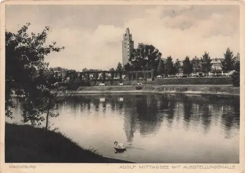 AK Magdeburg Adolf Mittag See Austellungshalle Sachsen-Anhalt Postkarte