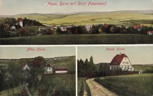 AK Fasendorf Neues Heim Altes Heim Collage Sachsen Vogtland Postkarte