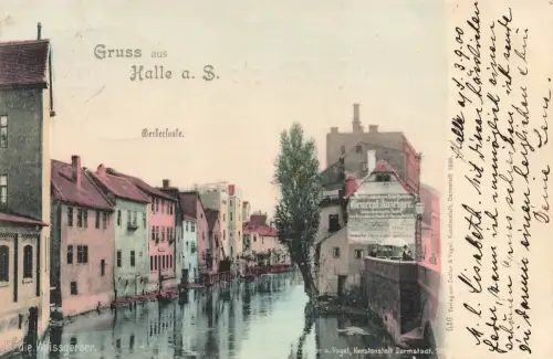 AK Halle a. S. Weissgerber Gerbersaale Sachsen-Anhalt 1900 Postkarte