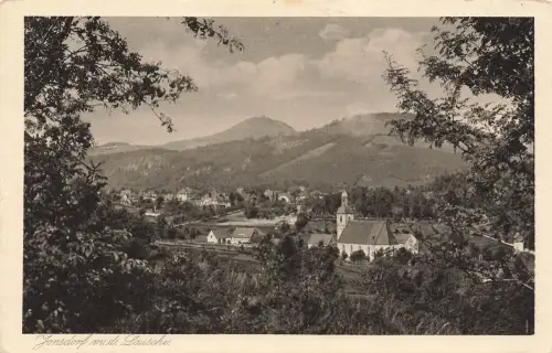 AK Jonsdorf Lausche Ortsansicht Kirche Sachsen Zittauer Gebirge Postkarte