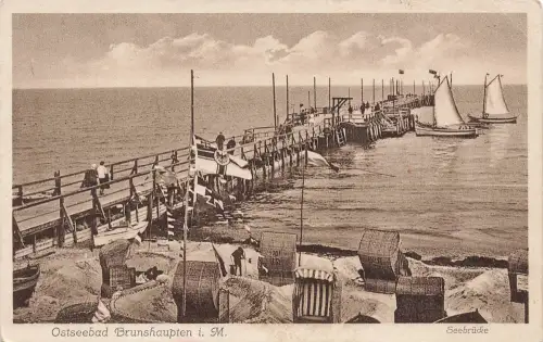 AK Brunshaupten Ostseebad Seebrücke Strand Mecklenburg-Vorpommern Postkarte