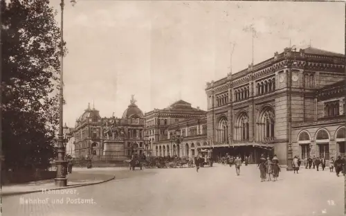 AK Hannover Bahnhof Postamt Niedersachsen 1931 gelaufen Postkarte