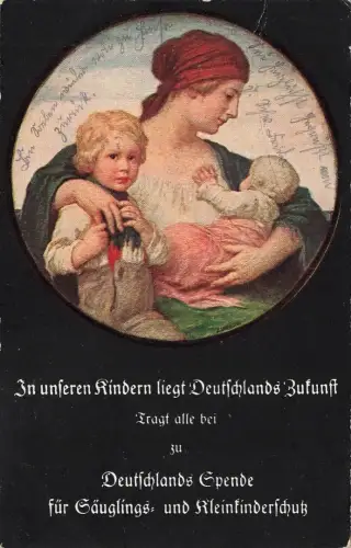 AK 1.WK Spendenkarte Spende für Säuglings und Kleinkinderschutz 1915 Patriotika