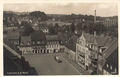 AK Lunzenau a. d. Mulde Hotel Sächsischer Hof Zigarren Laden Sachsen Postkarte