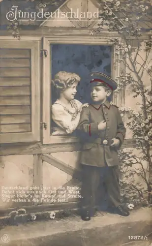 AK 1.WK Jungdeutschland Kind in Uniform Mädchen Feldgrau Patriotika 1916
