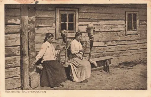 AK 1.WK Russische Bauernmädchen Patriotika 1917 Postkarte